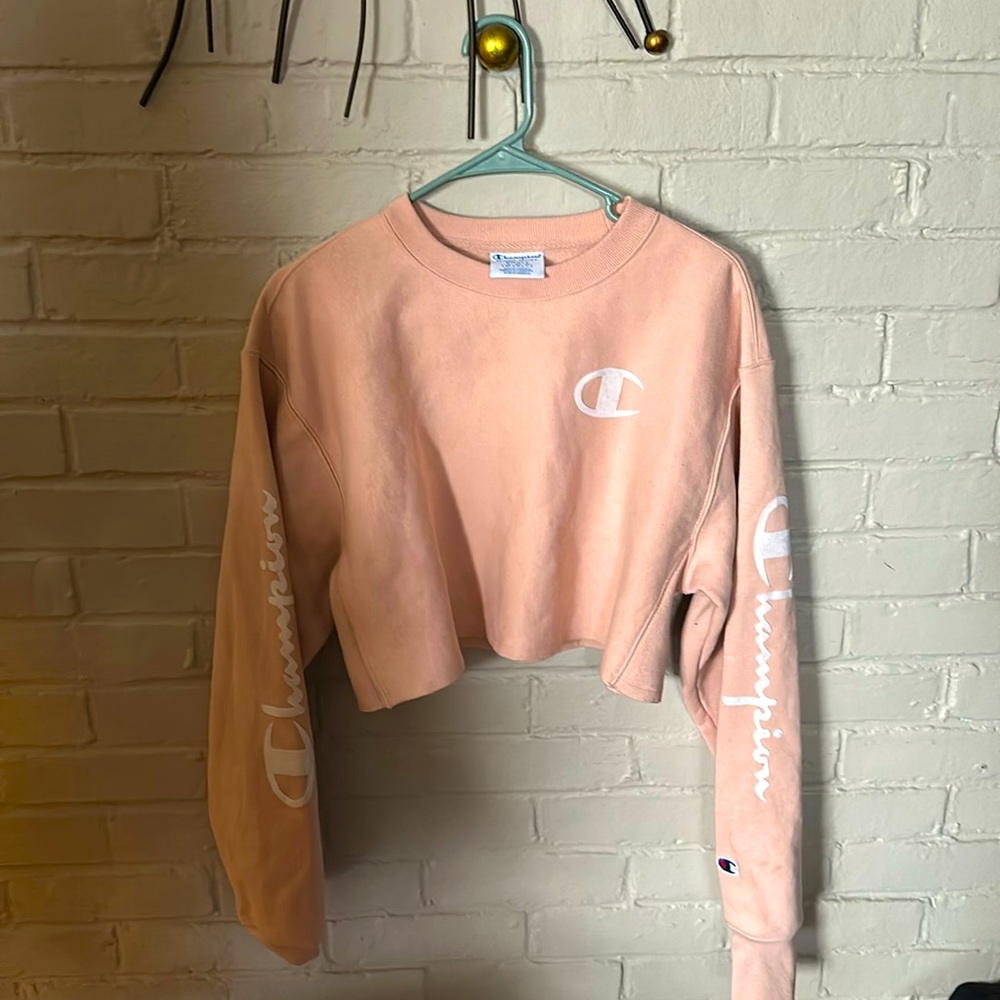 Champion Crop Sweatshirt.  Pink.  Women’s size Small.